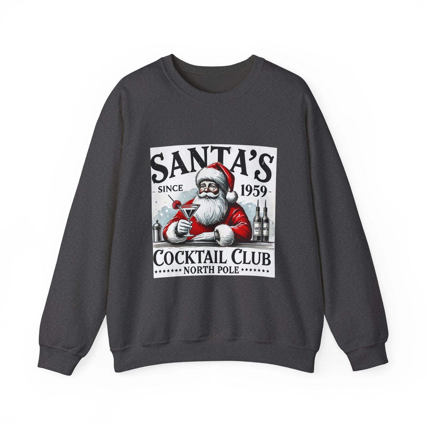 Santa's Cocktail Club Christmas Sweatshirt Unisex Crewneck