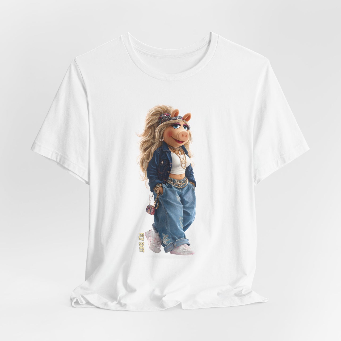 Miss Piggy Streetwear T‑Shirt — Retro Denim & Crop Top Graphic Tee