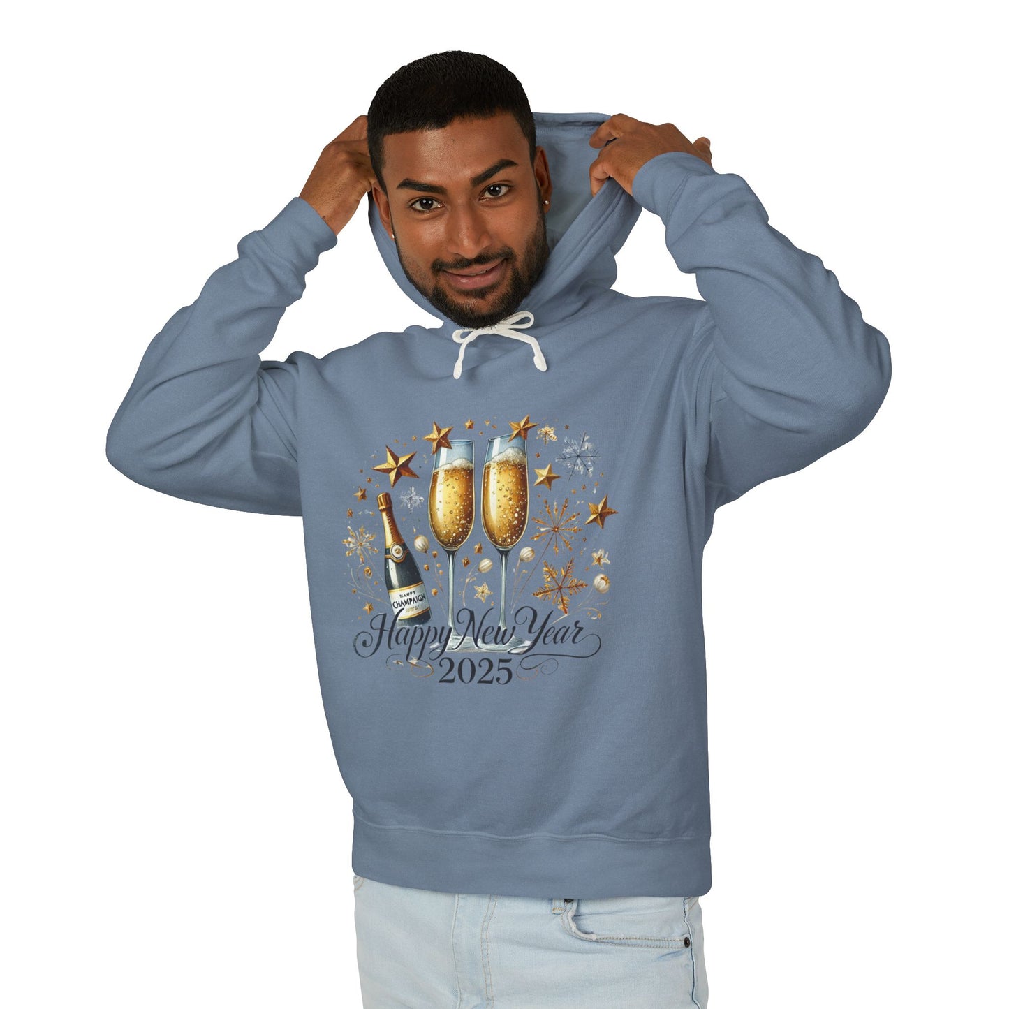 New Years 2025 Champaign Celebration  Unisex Lightweight Hooded Sweatshirt