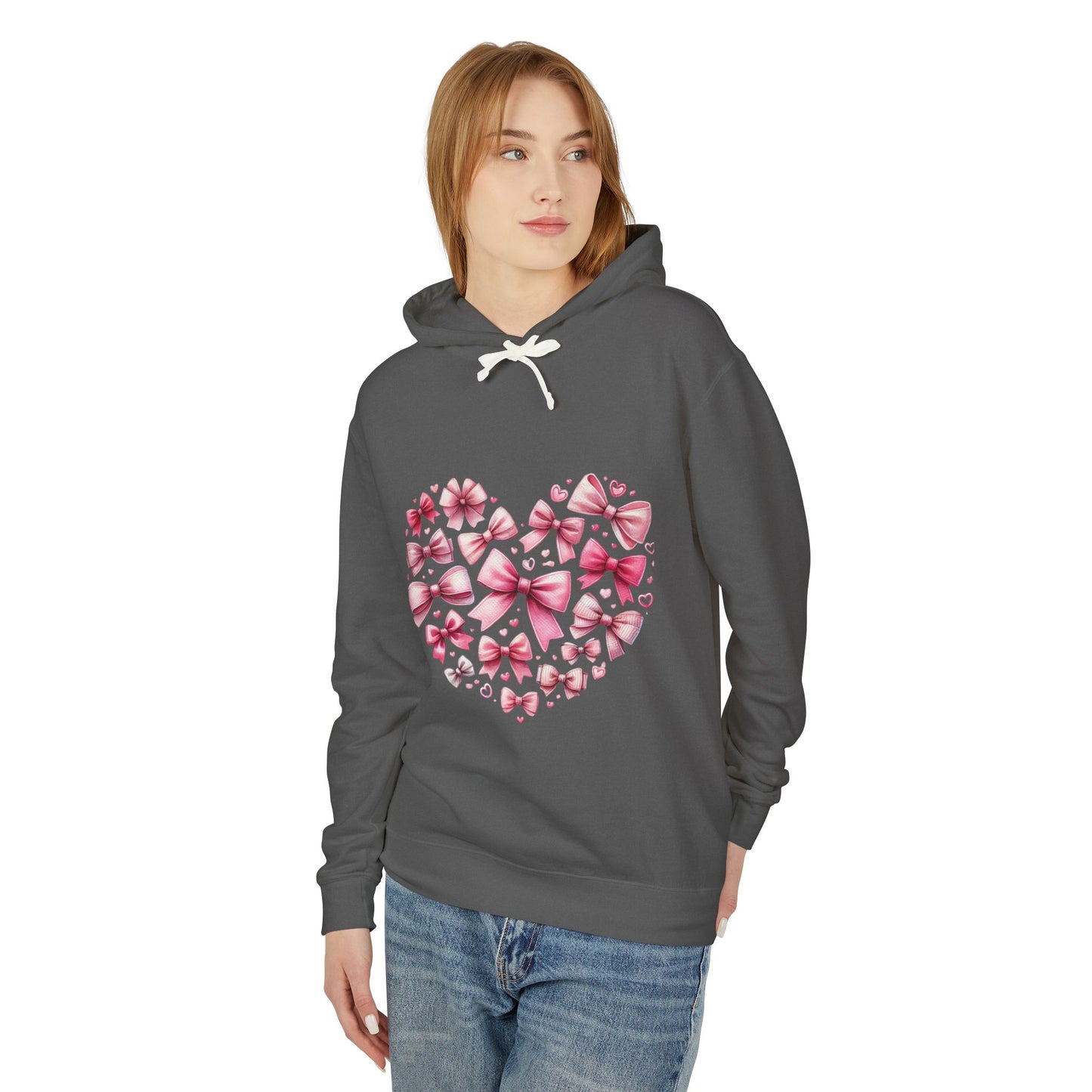 Coquette Valentine's Heart  Unisex Lightweight Hooded Sweatshirt