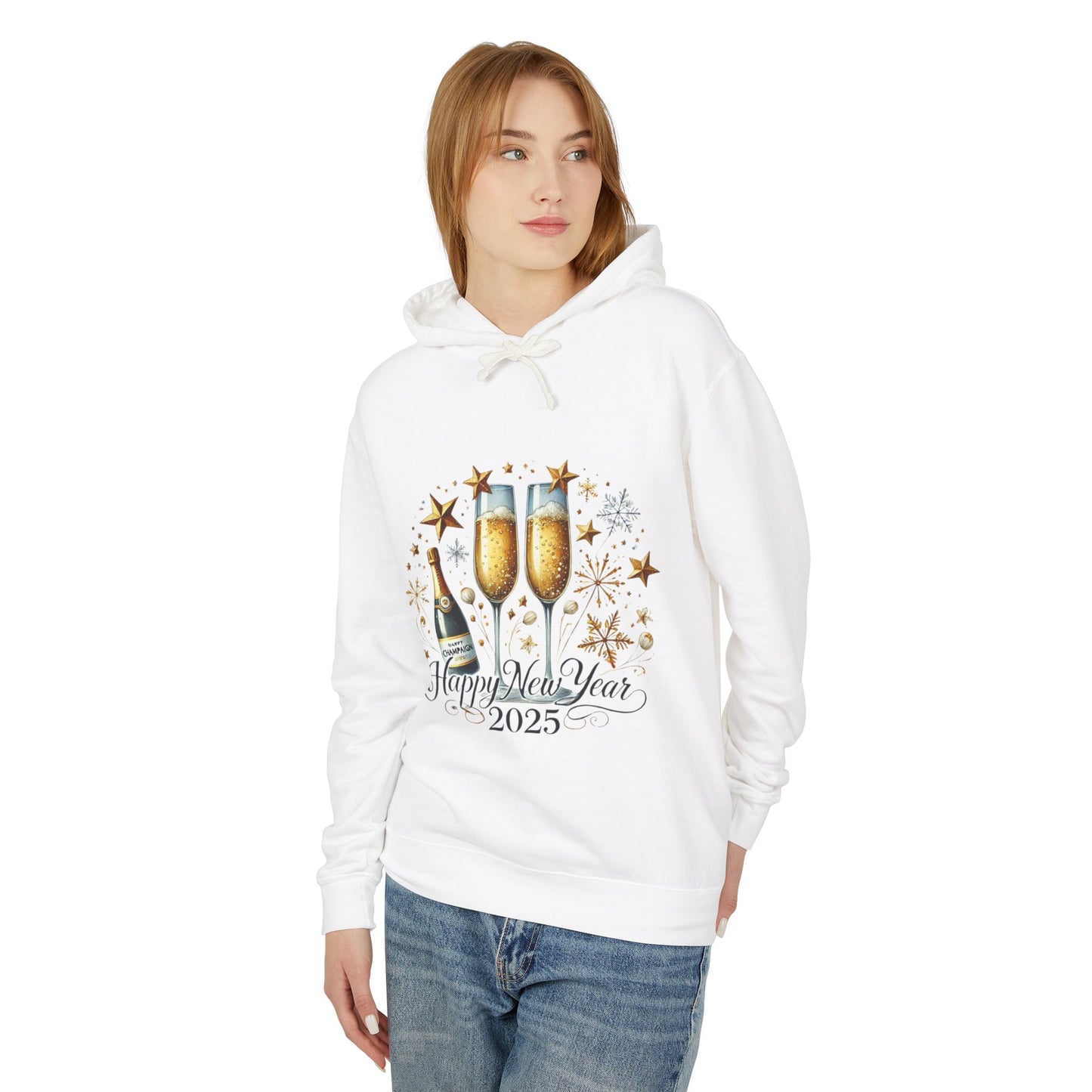 New Years 2025 Champaign Celebration  Unisex Lightweight Hooded Sweatshirt