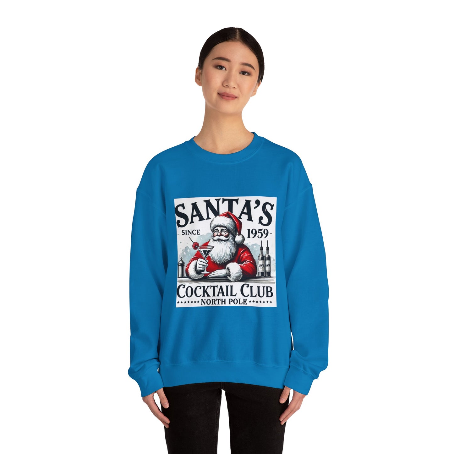 Santa's Cocktail Club Christmas Sweatshirt Unisex Crewneck