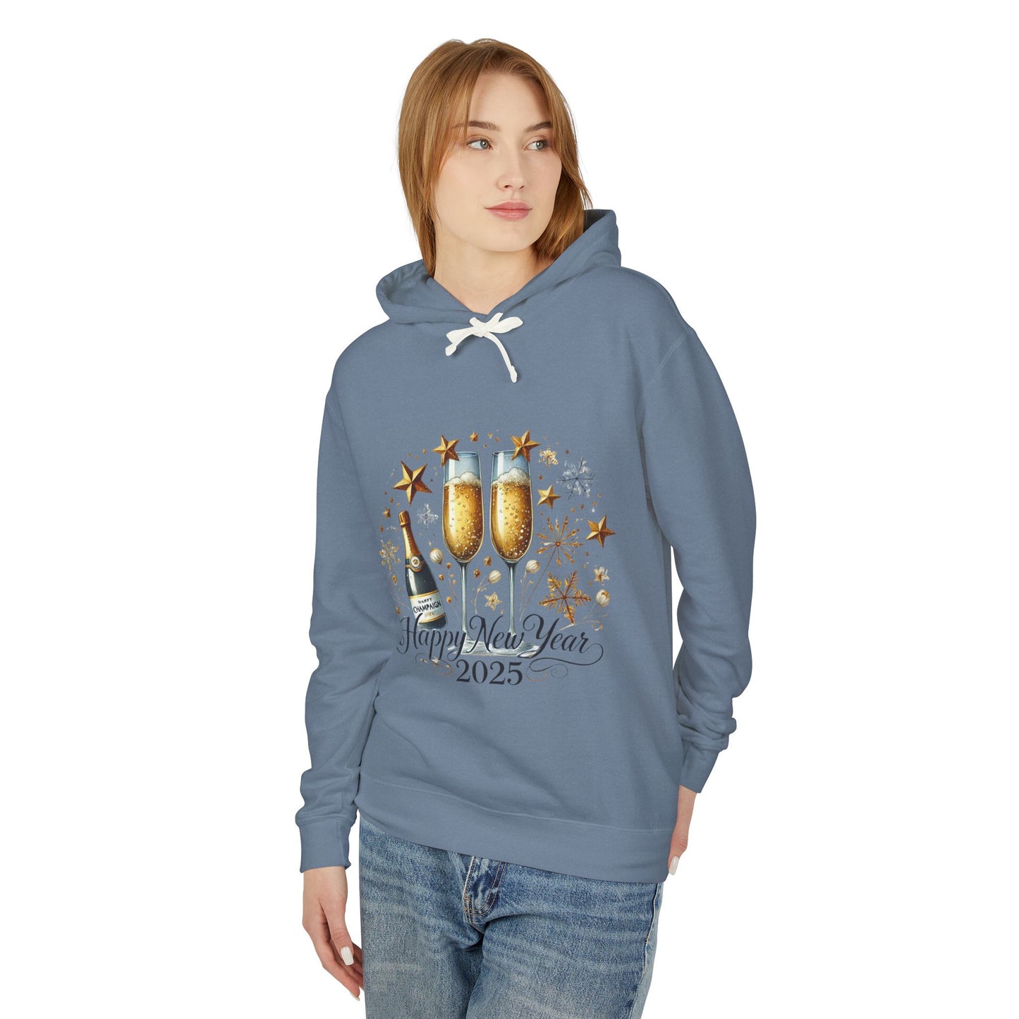 New Years 2025 Champaign Celebration  Unisex Lightweight Hooded Sweatshirt