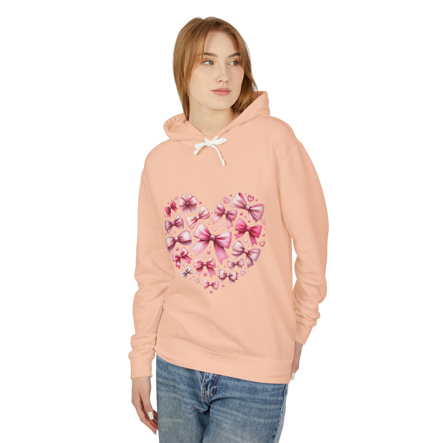 Coquette Valentine's Heart  Unisex Lightweight Hooded Sweatshirt