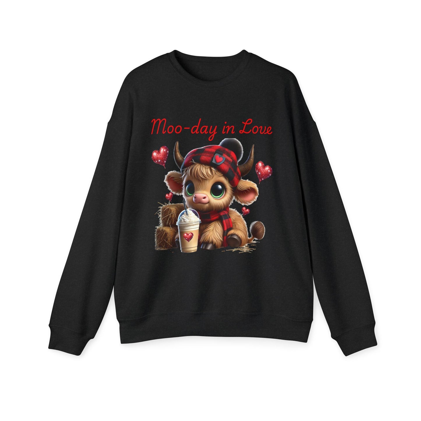 Cow Latte Love Unisex Sweatshirt - Valentine's Day Highland Farm Design