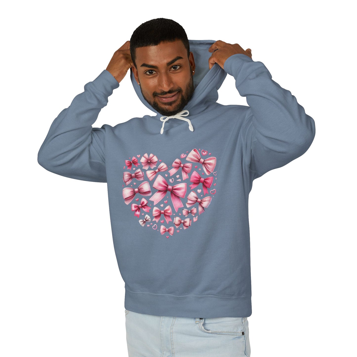 Coquette Valentine's Heart  Unisex Lightweight Hooded Sweatshirt