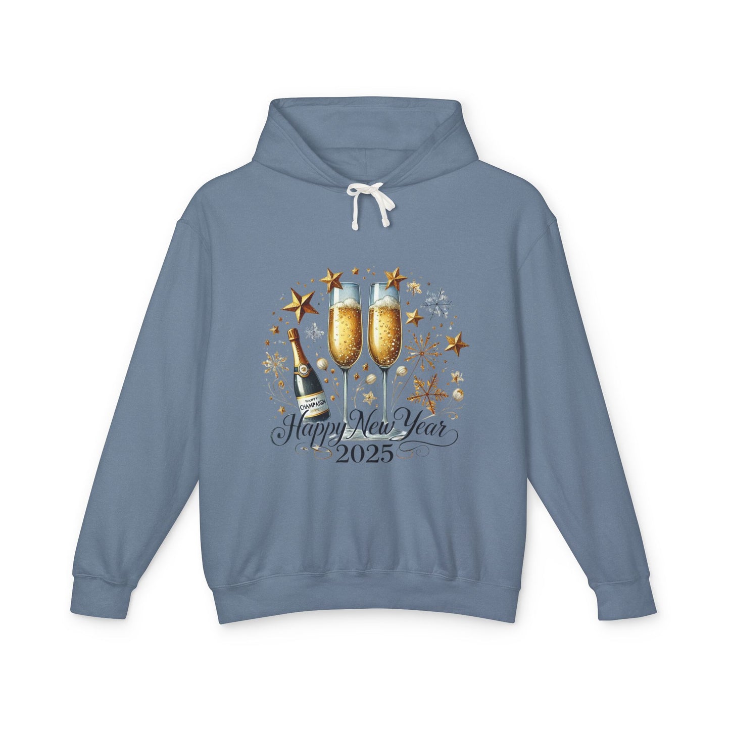 New Years 2025 Champaign Celebration  Unisex Lightweight Hooded Sweatshirt