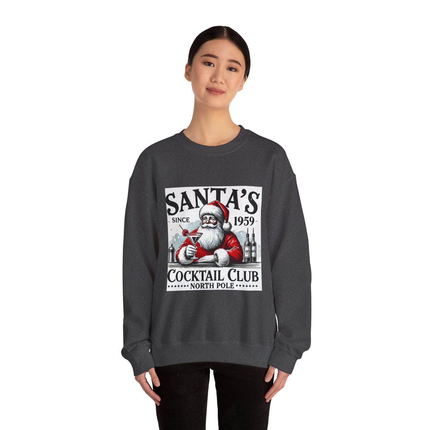 Santa's Cocktail Club Christmas Sweatshirt Unisex Crewneck