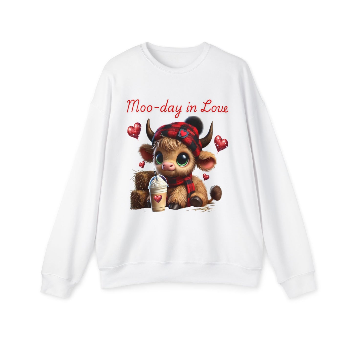 Cow Latte Love Unisex Sweatshirt - Valentine's Day Highland Farm Design