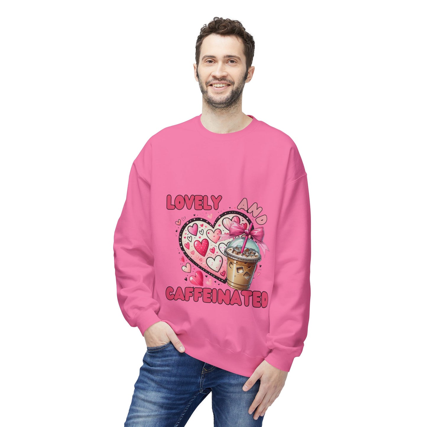 Loved and Caffeinated Valentine's Day Crewneck Sweatshirt