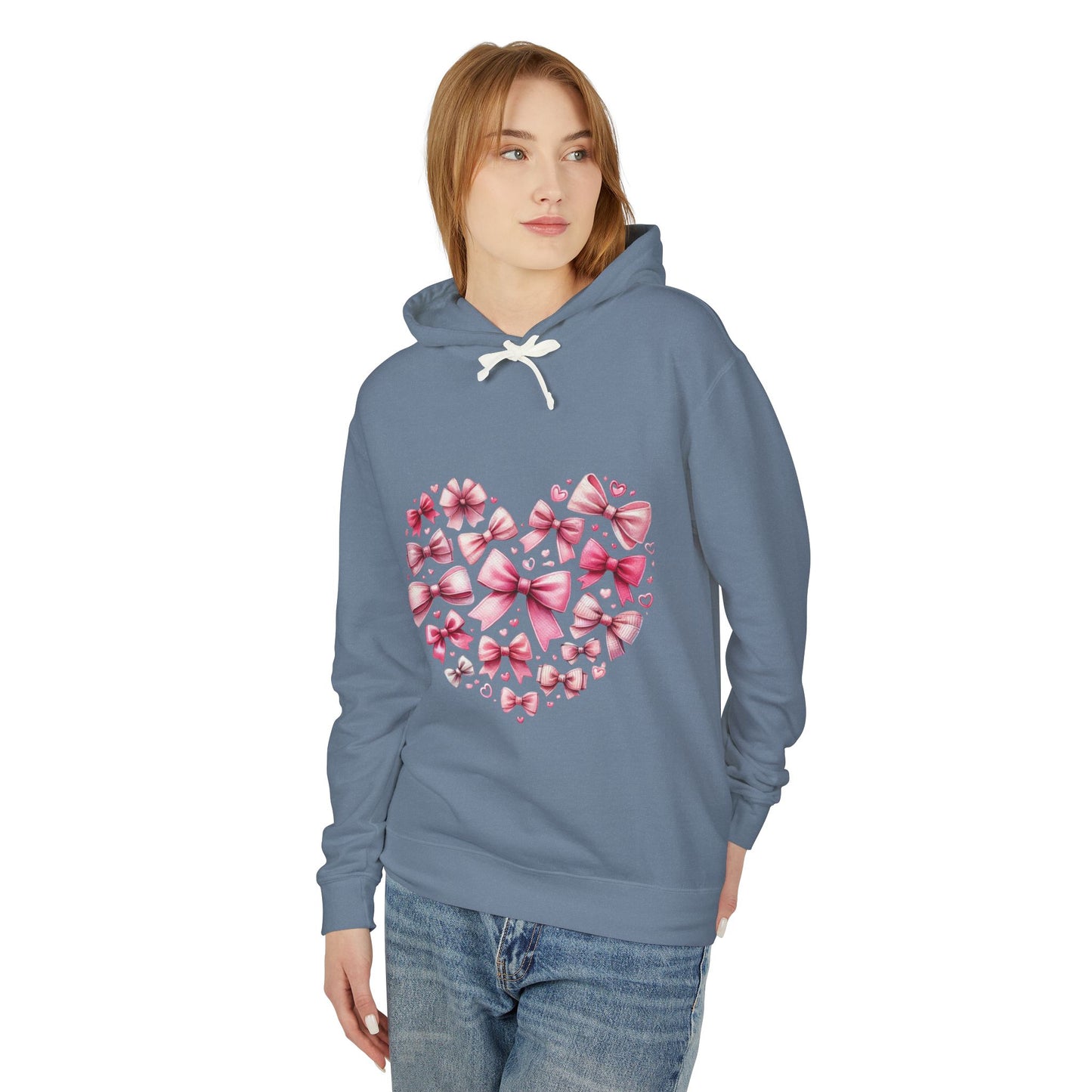 Coquette Valentine's Heart  Unisex Lightweight Hooded Sweatshirt