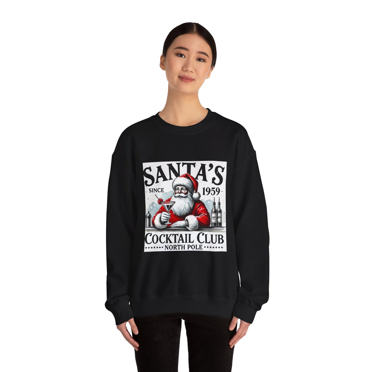 Santa's Cocktail Club Christmas Sweatshirt Unisex Crewneck