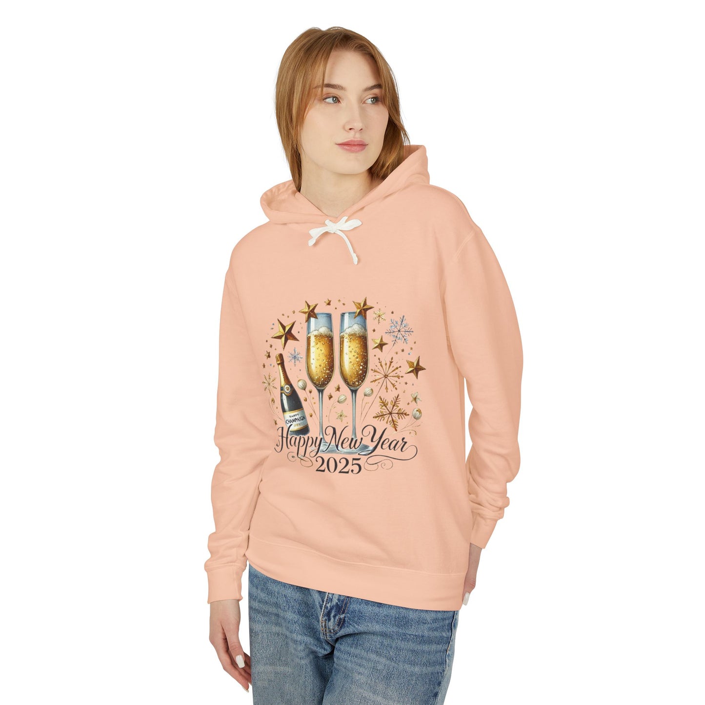 New Years 2025 Champaign Celebration  Unisex Lightweight Hooded Sweatshirt