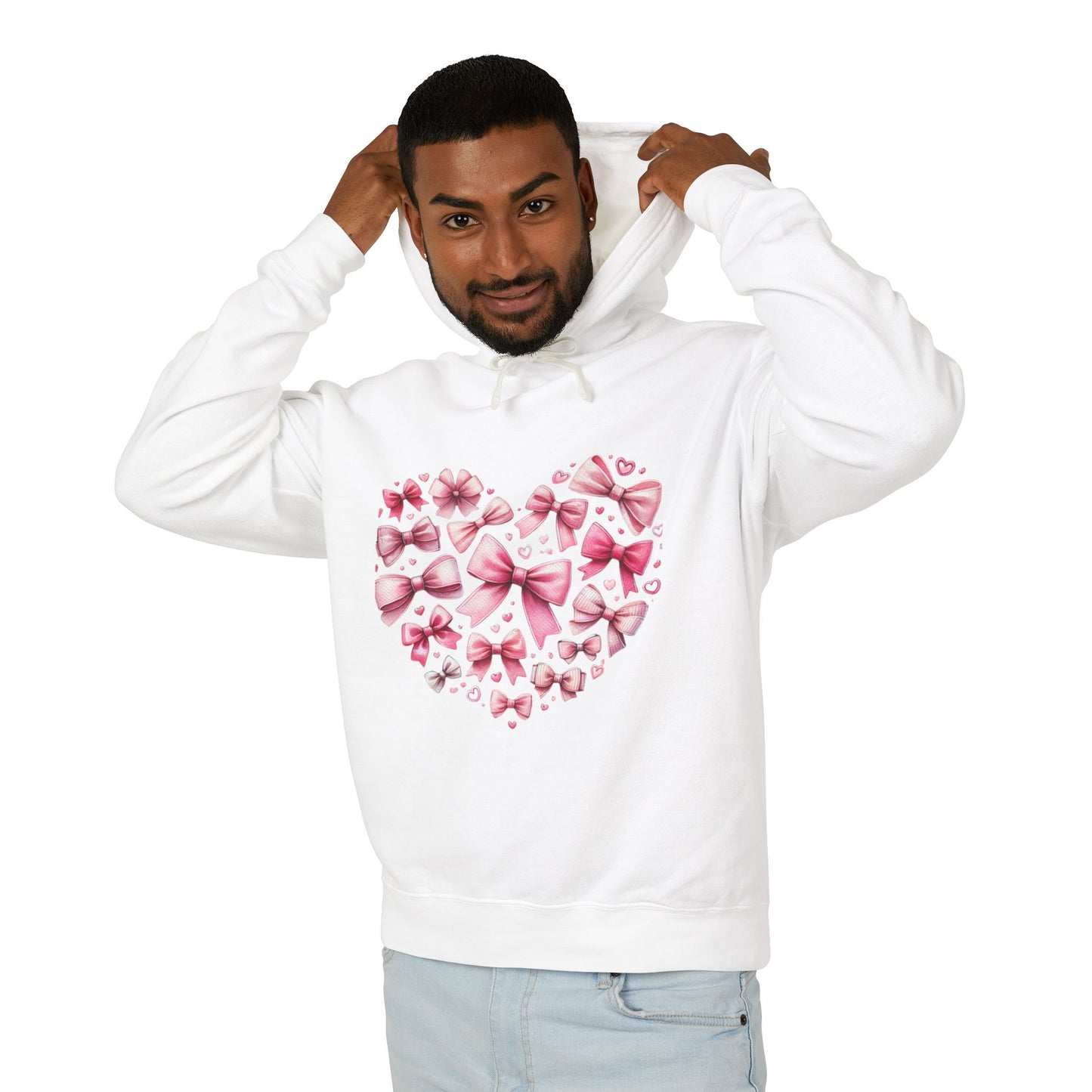 Coquette Valentine's Heart  Unisex Lightweight Hooded Sweatshirt